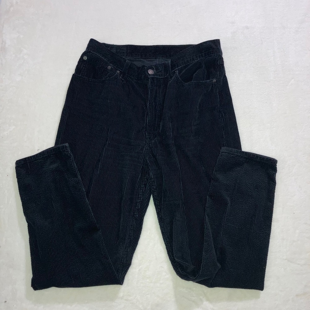 Levi Strauss Mens Black Corduroy Straight Leg Pants W30 L30 Textured Classic